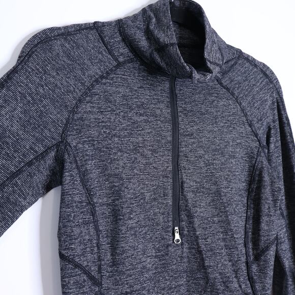 LULULEMON 1/2 Zip Race Your Pace Top Black Heathered Stripe Active Women's 6 - Picture 3 of 8